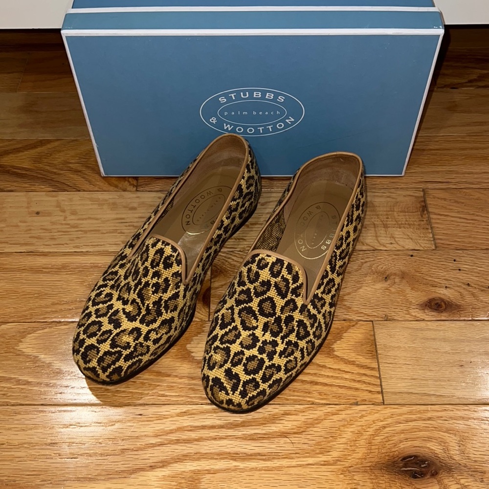 Stubbs and Wootton Jane True Needlepoint Cheetah Slippers